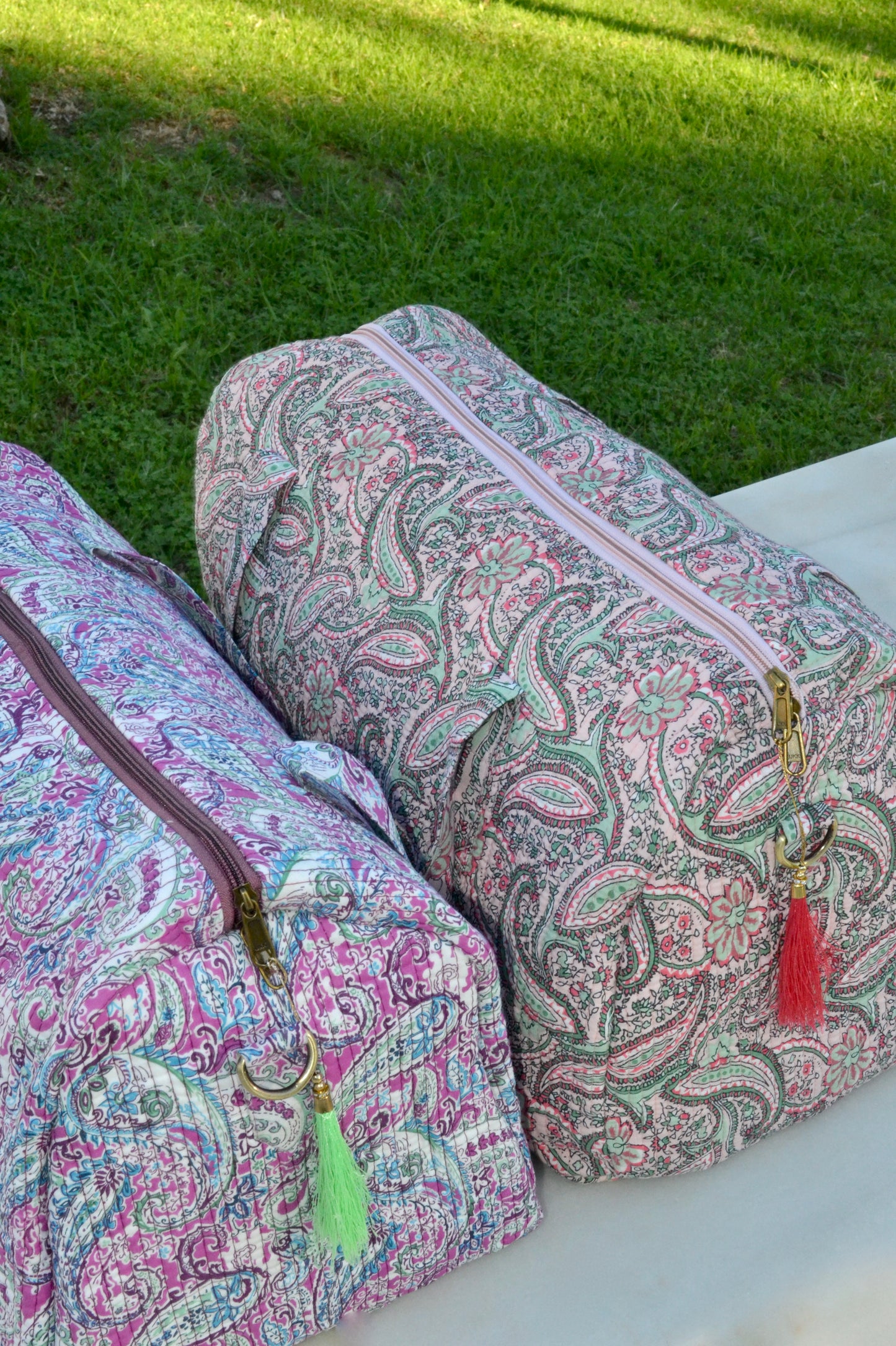 Violet Petals Blockprint Travel Bag