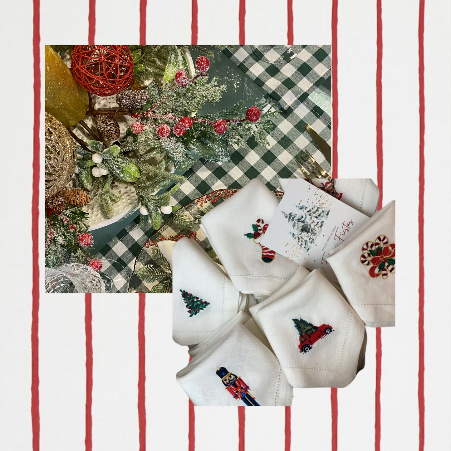 Grüne Vichy Einzelpackung + Servietten