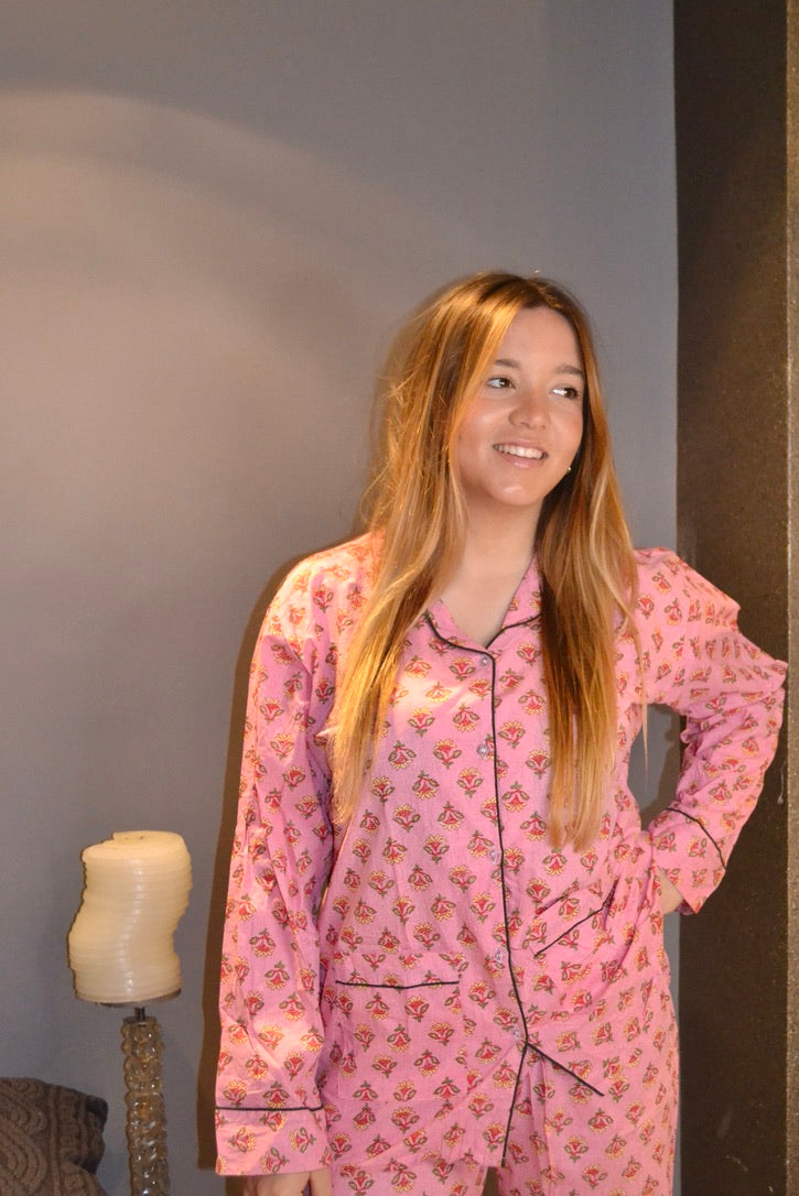 Pijama Blockprint Largo Juls (Talla L) - Bengui's Home