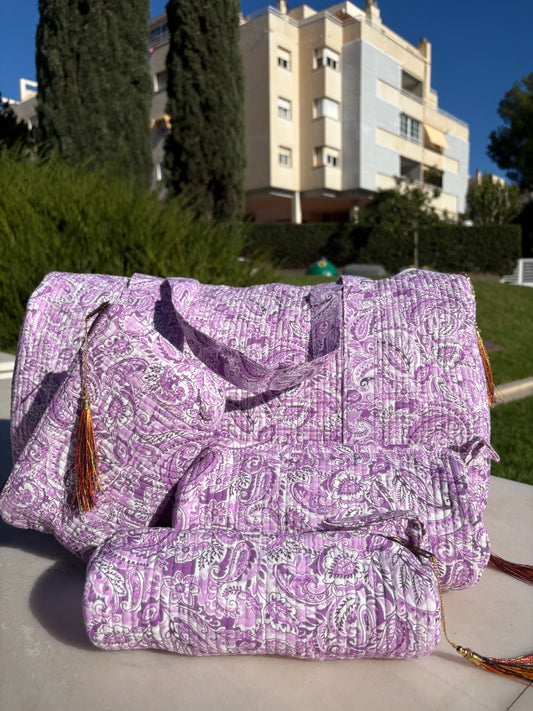 Pink Blockprint Travel Bag