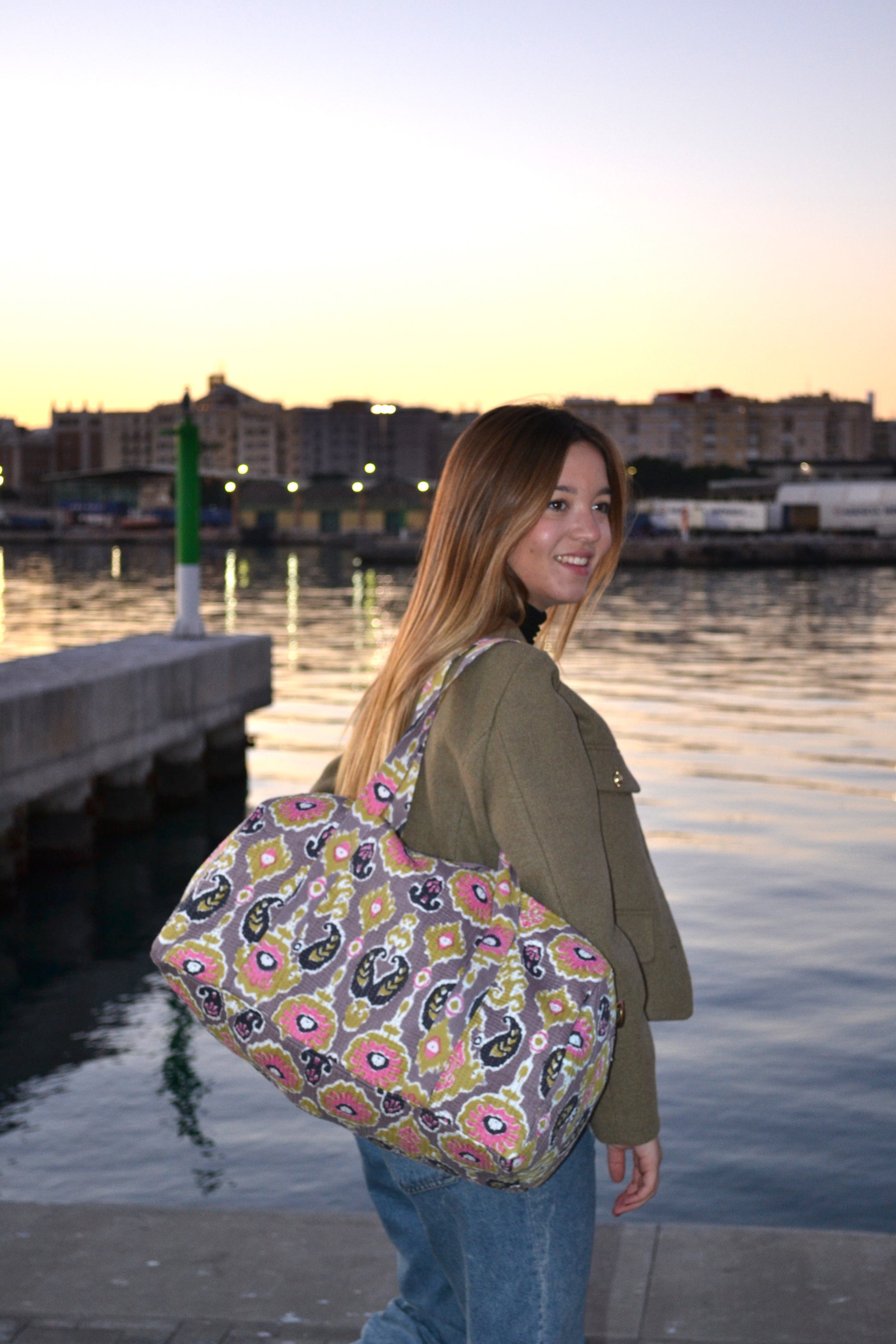 Bolso viaje Blockprint Agra Violeta - Bengui's Home