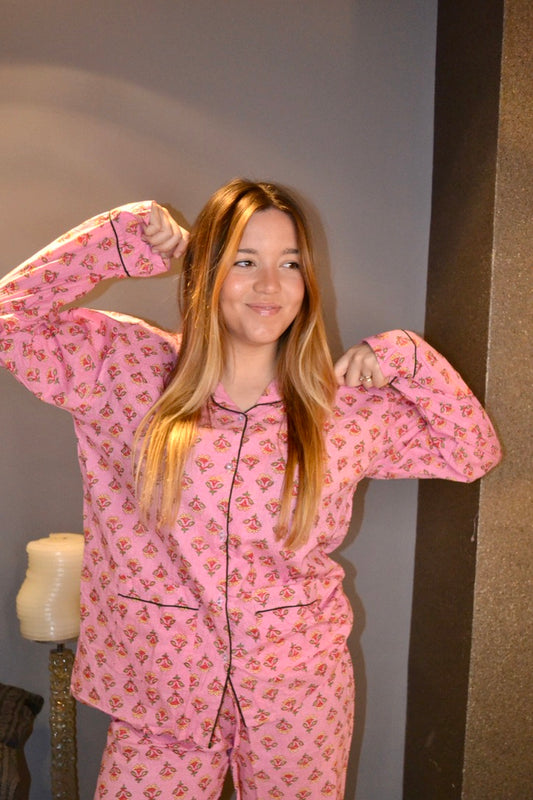 Pijama Blockprint Largo Juls (Talla L) - Bengui's Home