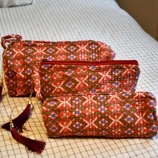 Neceser Blockprint Naranja - Bengui's Home